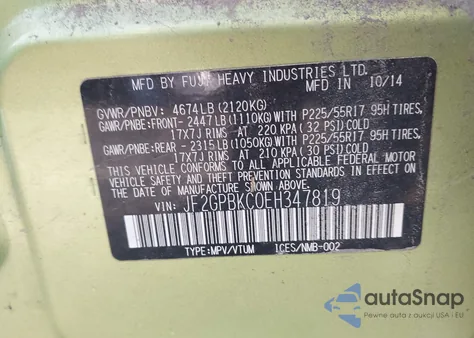 2014 Subaru Xv Crosstrek Hybrid 2.0I Touring из США, поврежденный, VIN JF2GPBKC0EH347819